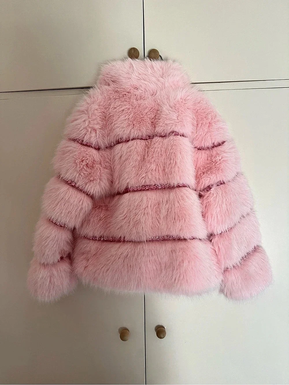 Lola and the Boys Faux Fur Coat Girls Pink Size 8 NWT